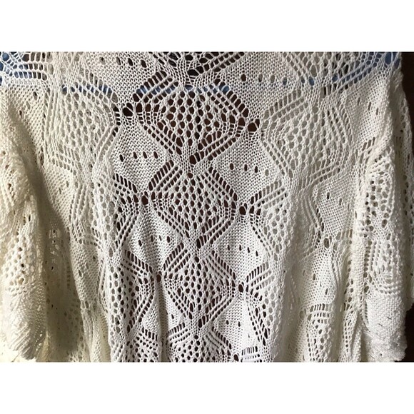 New Directions Cream Open Front Sweater 3X Short Sleeve Open Knit Coquette - Picture 5 of 8